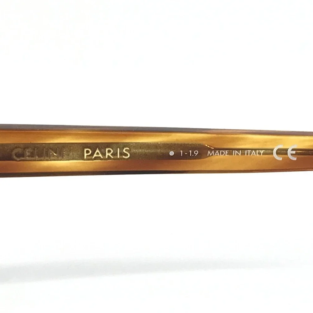 Celine Sunglasses CL40061I 56C Brown Horn Square Frames w/ Silver Mirror Lenses